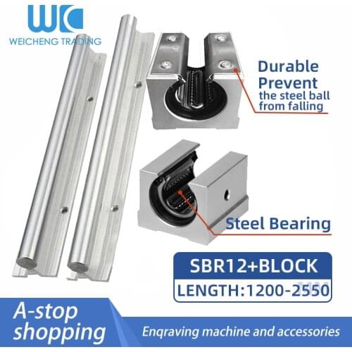 1 / 2PC SBR16 linear guide linear bearing + 1/2/4 pieces of steel protection / steel protection plate length is 1200-2550mm