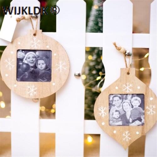 1pcs DIY Wooden Photo Frame Pendant Christmas Tree Decorations Ornaments Christmas Decorations for Home New Year 2020 Navidad-S
