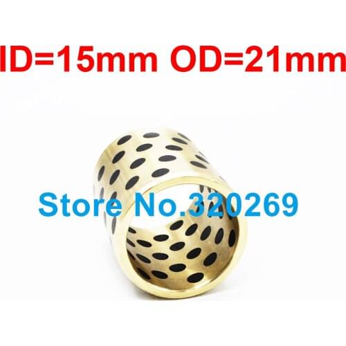 1PC JDB Oilless Impregnated Graphite Brass Copper Self Lubricant Embedded Bronze Bearing Bush ID 15Mm 15x21x15 15x21x20 15x21x30
