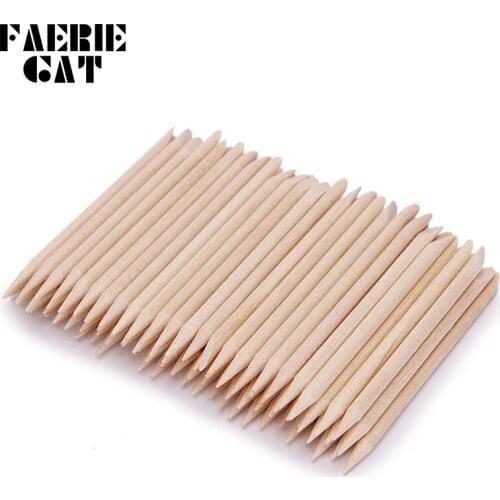 100pcs Double-ended Nail Art Design Point Drill Tools Orange Wood Stick Cuticle Pusher Remover Manicure Pedicure Care Sticks