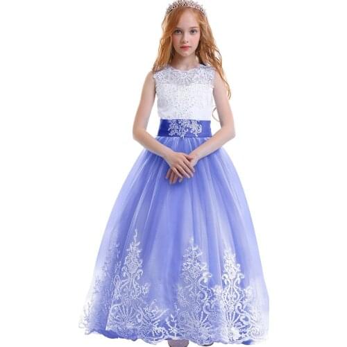 2019 New Fashion Flower Girl Princess Dress Puffy Tulle Trailing Gown for Kids Wedding Bridesmaid Baby Kid Dress for Girls 2-13Y
