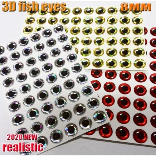 2020 HOT beautiful 3D lure eyes choose lifelike three color silver,gold,red size:8MM quantity:260pcs/lot