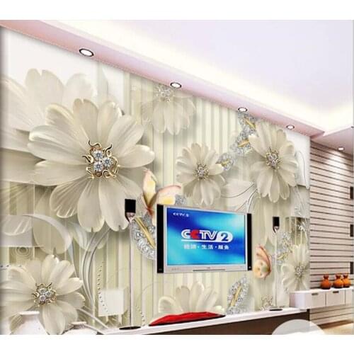 Beibehang Custom wallpaper 3D photo mural stereo HD court jewelry diamond flower sofa background wall living room 3d wallpaper
