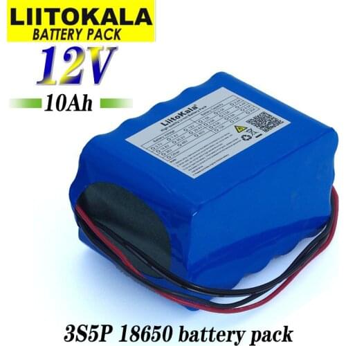 LiitoKala 100% New Protection Large capacity 12 V 10Ah 18650 lithium Rechargeable battery pack 12v 10000 mAh capacity with BMS