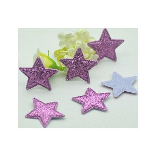 Free Shipping 20PCS/Pack 30mm Light Purple Glitter Fabric Stars,Fabric Patches,Clothing Patches,Sewing Supplies