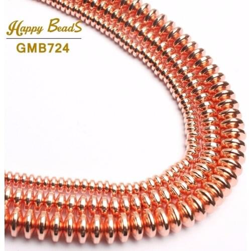 Rose Gold Rondell Hematite Beads For Jewelry Making Natural Stone beads Spacer Beads Diy Jewellery 4mm 6mm 8mm-(F01138)