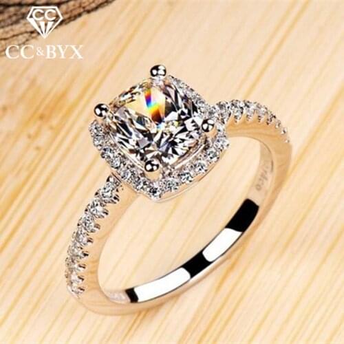 CC Jewelry 925 Silver Ring For Women Fashion Midi Square Engagement Party Bride Wedding Luxury Accessories Rings Bijoux CC595