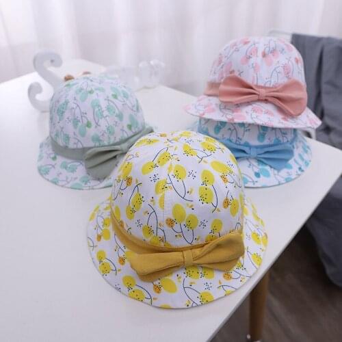 Doitbest 2021 Spring boys girls Bucket fishing Hats Sunscreen sun cap Floral bow Summer baby kids child fisherman hat