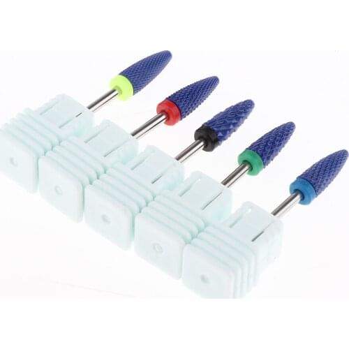 5Pcs Ceramic Flame Nail Drill Bits XF-XC for Electric Machine Salon Manicure
