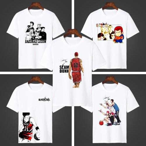 Japanese Anime Shohoku Hanamichi Sakuragi Cosplay T Shirt Cartoon Printed Summer T-Shirts Short Sleeves Top Tee Cosplay Costume