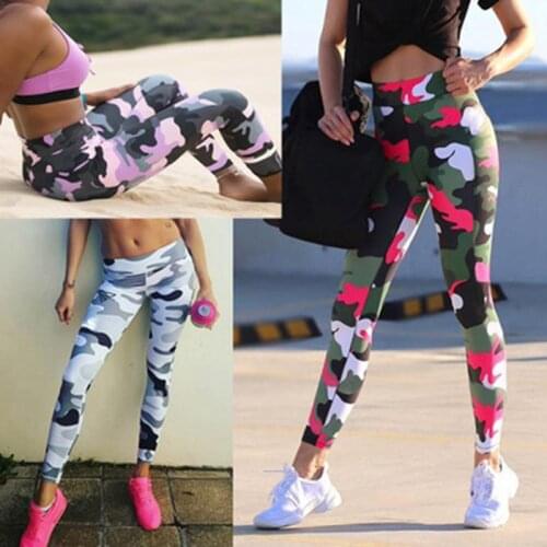 Printed Camouflage Sport Pants Outdoor Running Compression Tights Women Gym Yoga Leggings Training Tennis Pants Sport Trousers