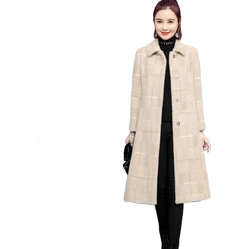 Gold mink cashmere coat Women Winter Jacket Thick Warm Woolen imitation water velvet Jackets Womens Plaid Woolen coats F1138