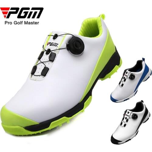 PGM Double Patent Golf Sneakers Mens Microfibre Auto-Lacing Waterproof Breathable Anti-Sideslip Men Golf Shoes 39-45
