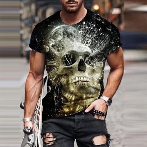 Horror Skull T-Shirt Casual Mens Summer 3D Print Extra-Large T-Shirt 2021 Comfortable Breathable T-Shirt 110-6XL