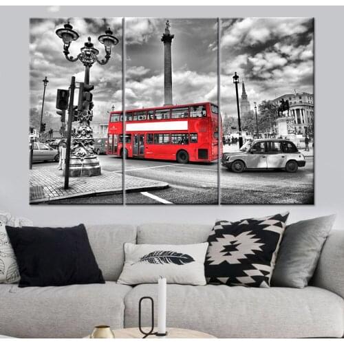 Modern Canvas Printed Wall Art Modular City Black And White Red Style Living Room Home Decoration Framework Poster Pictures