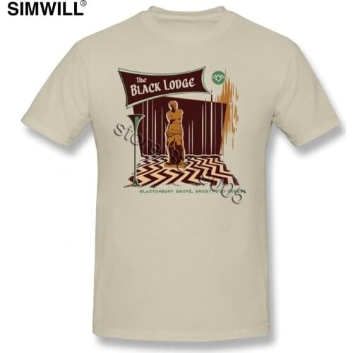 The Black Lodge Tees Mens Vintage Short Sleeves Cotton T-shirt Round Neck Tees Slim Fit Tshirt