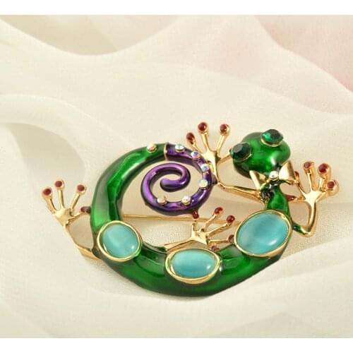 MZC New Arrival Crystal Chameleon Brooches and Pins for Women Enamel Lizard Gecko Snake Broshes Lizard Broches Jewelry Accessory