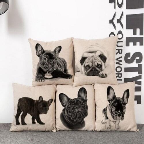 Cushion Cover Lovely Cute Pug Dog Pillowcases Cotton Linen Printed 18x18 inches Euro Pillow Covers Decorative Pillows