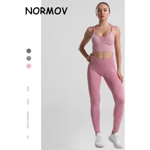 NORMOV New Woman Seamless Yoga Set Fitness Clothing High Waist Sportswear Women Suit For Fitness Workout Gym Leggings Sport Sets