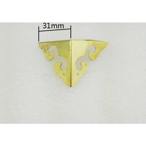 Cover Case Box Corners For Furniture Decor Triangle Flower Side,Wooden Box Corner,Bronze Yellow/Gold Color,31mm,4Pcs