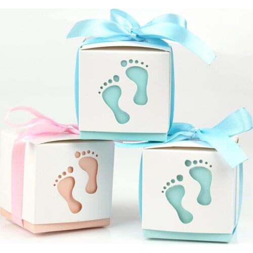 PATIMATE Footprint Candy Box Baby Shower Decoration 1st Birthday Party Decoration Babyshower Wedding Decor Baby Shower Boy Girl