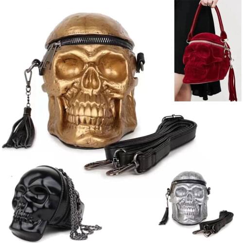 Luxury Designer Black Gold Halloween Skull Personality Handbags Crossbody Bags Tote Women Shoulder Bags