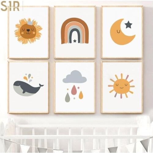 Stars Moon Clouds Painting For Kids Room Posters and Prints Baby Nursery Room Home Decor Wall Art Canvas Painting Picture