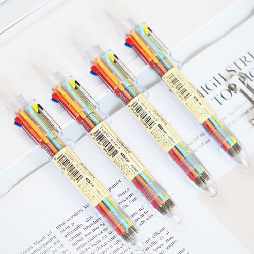 1pcs student notes homework writing pen multicolor ballpoint pen Heshuo non-printing eight-color transparent ballpoint pen