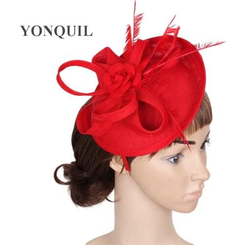 New Fashion Floral Fascinator Wedding Hat Elegant Headbands Chapeau Female Occasion Millinery Hats Rose Flower Hair Accessories