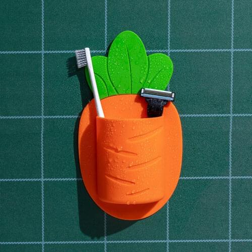 Cute Carrot Silicone Toothbrush Toothpaste Shelves Pencil/Pen Storage Holders & Racks Children Brush Teeth Bathroom Supply