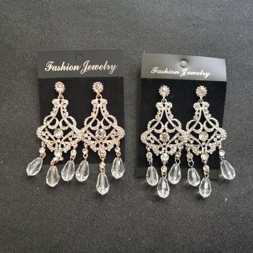 SLBRIDAL Ins Style Sparkling Fashion Crystal Rhinestones Women Party Earring Chandelier Earring Bridal Wedding Drop Earring