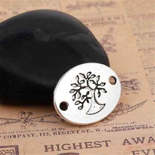 DoreenBeads Zinc Based Alloy Connectors Oval silver color Tree Style DIY Findings 22mm( 7/8") x 17mm( 5/8"), 4 PCs