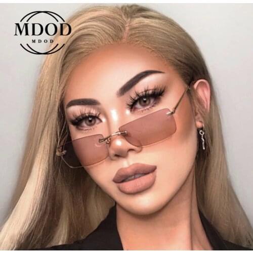 Luxury Brand Rectangle Ladies Sunglasses Women Trending 2020 Rimless Square Polarized Vintage Sun Glasses Shade For Ladies