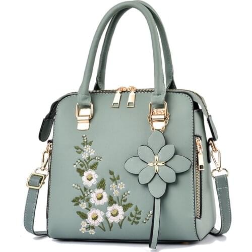 Embroidered Crossbody Bags for Women 2021 New Fashion Leather Luxury Handbags Large Capacity Summer Female Shoulder Shell Bag
