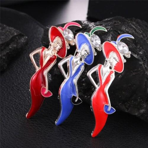 Wine DoreenBeads Red Color Sexy Lady Brooch For Women Accessories Enamel Pins Wear Big Hat Party Girl Jewelry Cute Brooches