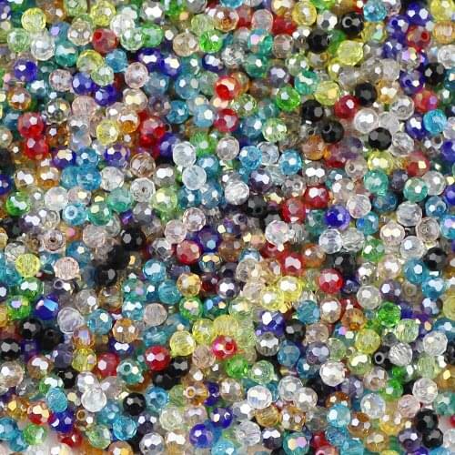 YHBZRET Football Faceted Austrian crystal beads Spacer 3mm 200pcs Round Ball Loose Glass beads for jewelry making bracelet DIY