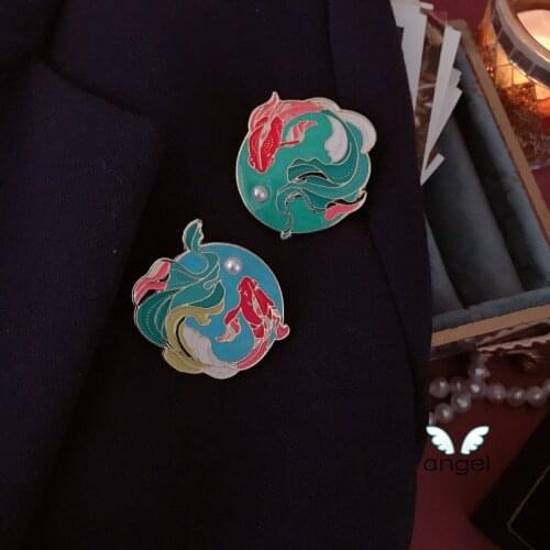 Jewelry carp jump gate pin meaning to celebrate New Year s festival brooch couple girlfriends and lovely girl