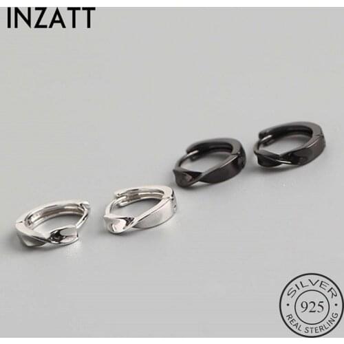 INZATT Real 925 Sterling Silver Minimalist Hoop Earrings For Fashion Woman Party Fine Jewelry Geometric Punk Accessories