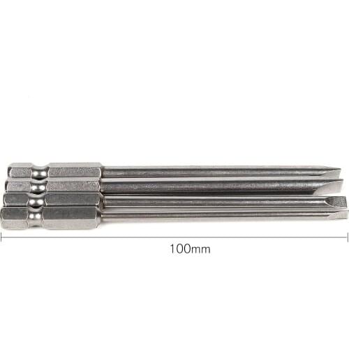 100mm Length 4pcs/lot S2 Steel Magnetic Slotted Screwdriver Bits Set Slotted Electric Screwdriver