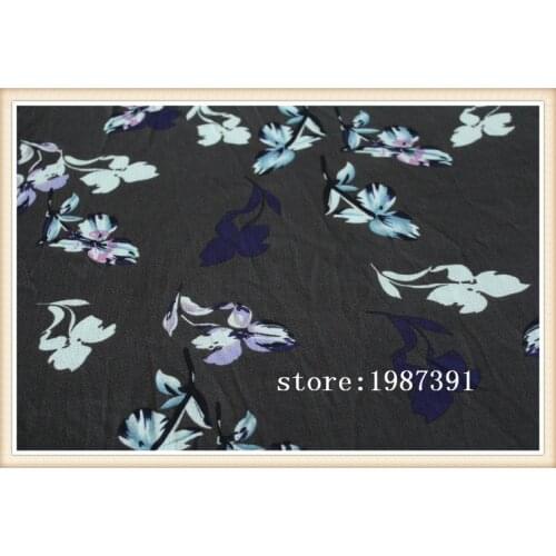 145cm width paris pearl fabric dark gray background flowers pattern for summer women clothes and DIY Hair Accessory CH-7021