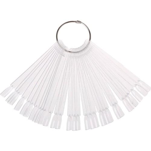 30pcs Nail Polish Display Nails Art Palette Color Chart With Ring Clear/ White C1FF