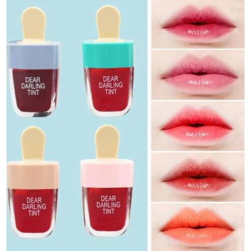 5pcs/set Korean Style Cute Ice Cream Lip Tint Makeup Liquid Lipstick Moisturizing Lip gloss Waterproof Lasting Lipgloss Cosmetic