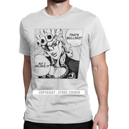 Big Sale Casual Printed T Shirt Thats Bullshit T Shirts Jojos Bizarre Adventure Anime Jjba Japanese T-Shirt Camisa Streetwear