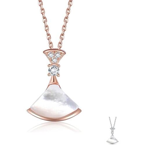 ZEMIOR 925 Sterling Silver Necklace For Women Handmade Zircon Sector Pendant Torque Anniversary Fine Jewelry Hot Selling Gift