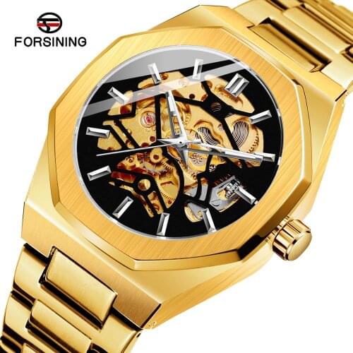 Forsining 2020 Top Brand Luxury Gold Automatic Mechanical Watches For Men Skeleton Waterproof Clock Luminous Hands Wristwatches