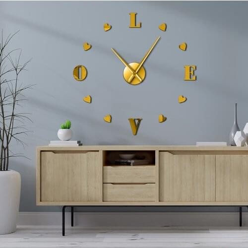 DIY Heart Shaped Numbers Wall Art Large Wall Clock Hearts Wall Decor Nursery Artwork Big Silent Watch Romantic Valentines Gifts
