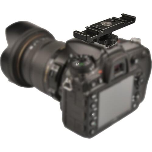 Dual Hot Shoe Mount Plate Extension Bar With 1/4" Thread Holes For Microphone Accessory Video Shooting Equipment Black