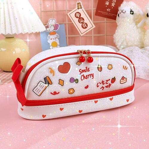 Pencil Case For Office 2021 Large Estuche Stationery Holder Strawberry School Goods Kawaii Box Fashionable Pencil Case Pens Chup