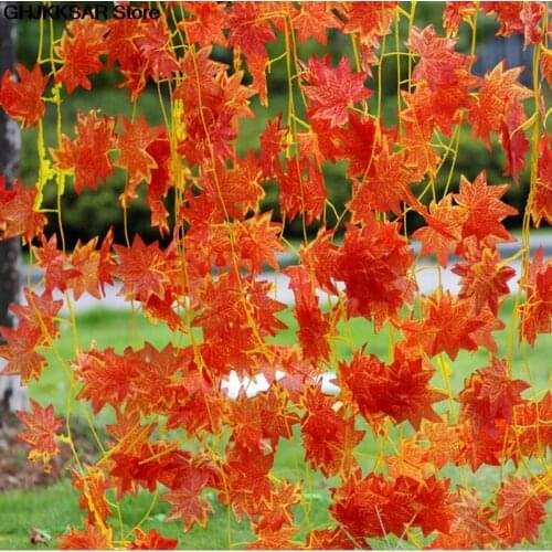 Artificial Vine Red Autumn Maple Leaf Fake Garland Plants Foliage Garden For Wedding Party Home Decoration 2.3M