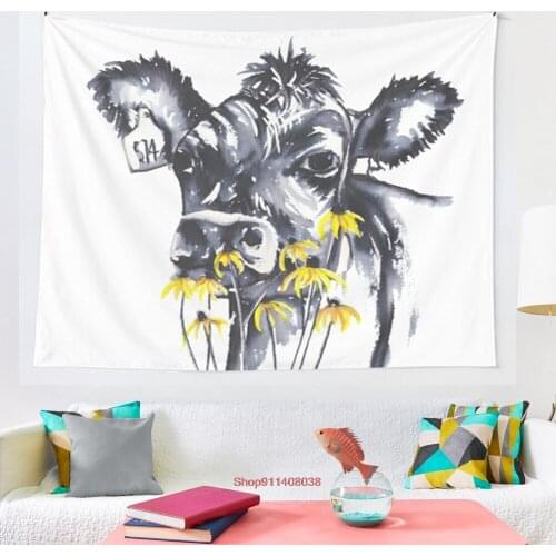 No worries cow painting tapestry Art Wall Hanging Tapestries for Living Room Home Dorm Decor